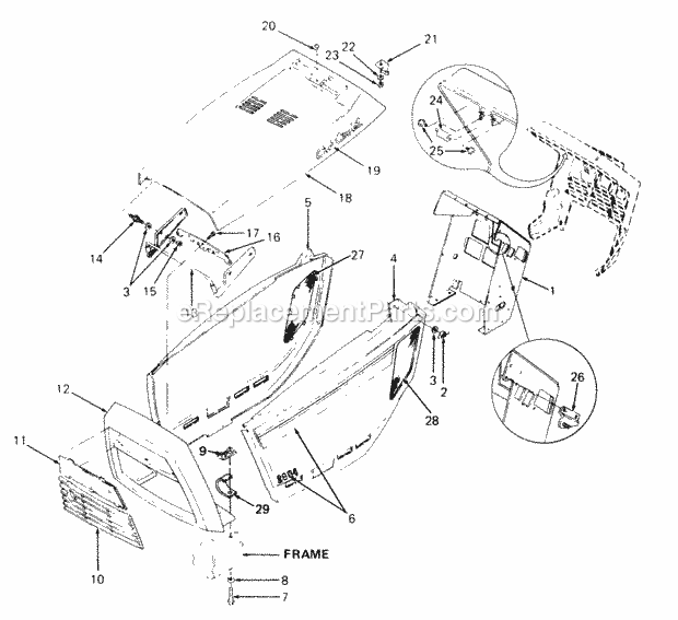 Hood & Grille Diagram and Parts List for 2084 836000-864500 Cub Cadet Lawn Tractor